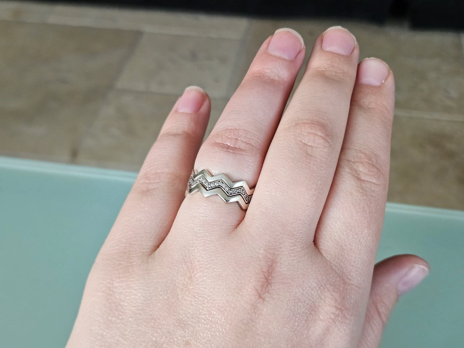 Conjunto de 3 anéis Pandora tamanho 58 zigzag – photo 6